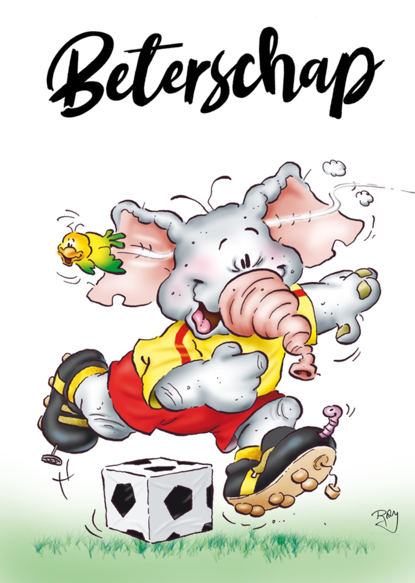 Beterschapskaart olifant voetbal Kaart Doodles