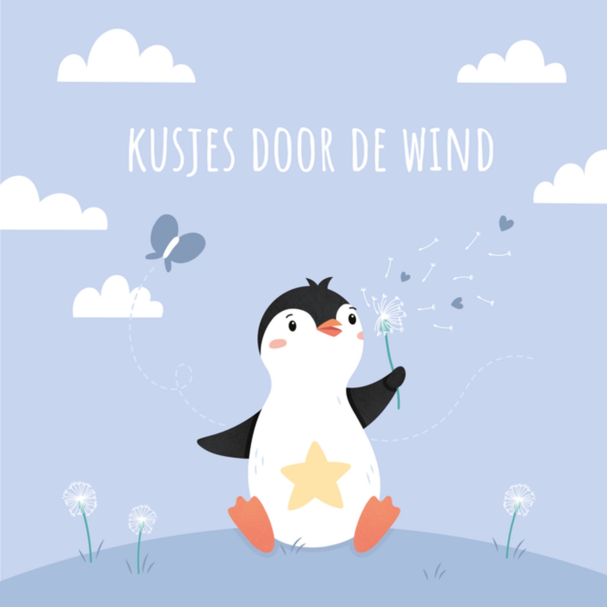 Kleine Vlindervoetjes Condoleancekaart Kusjes door de wind Vierkant