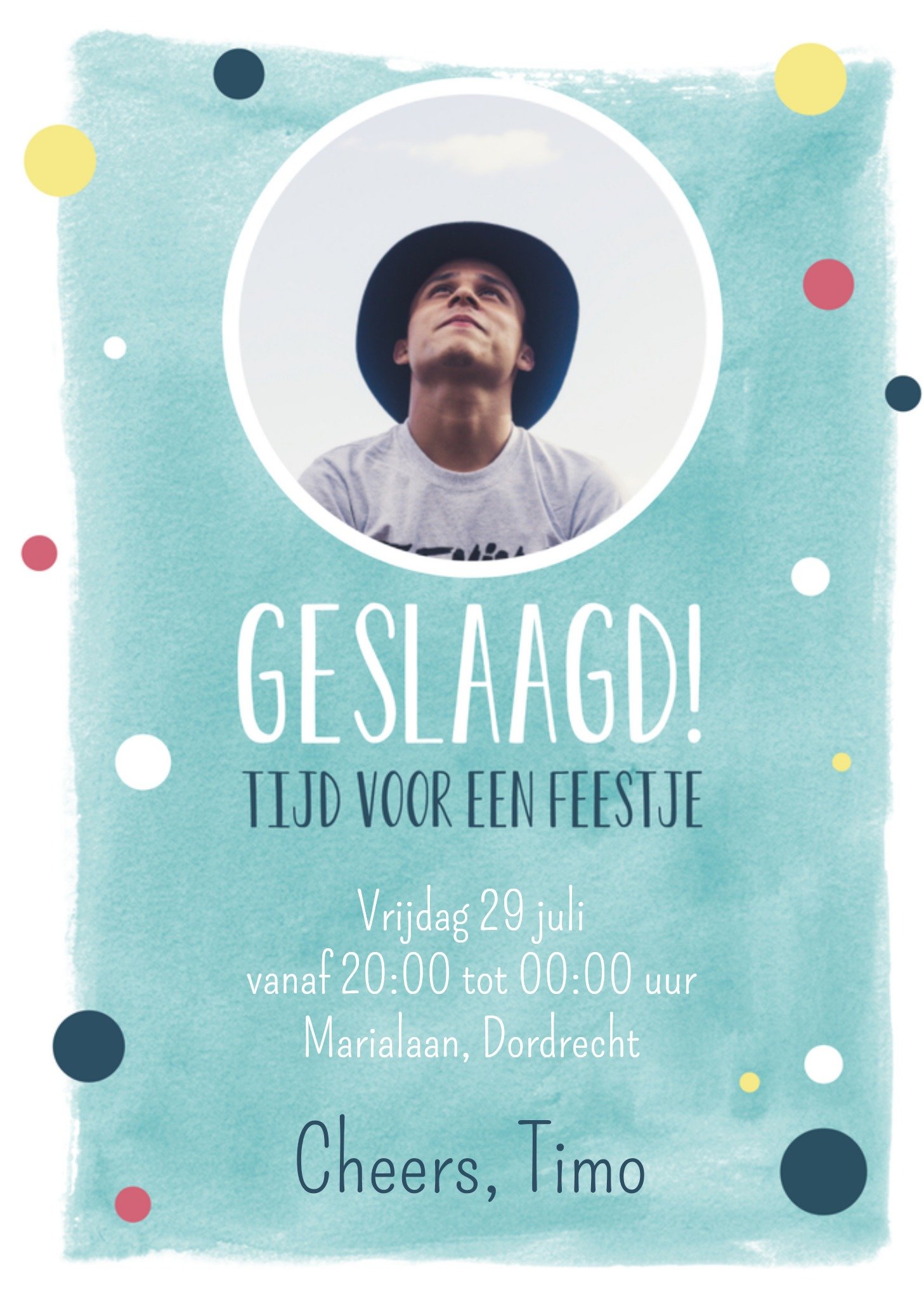 Greetz Examen Uitnodiging Blauw Standard Card