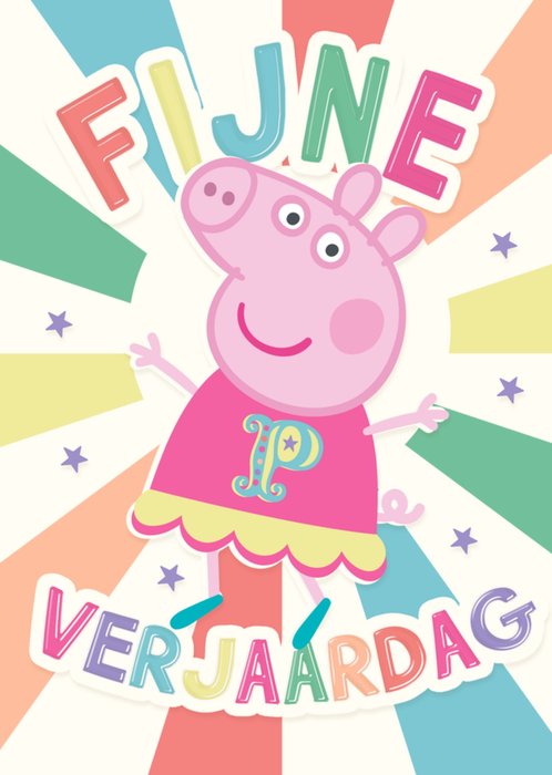 Peppa Pig | Verjaardagskaart | Fijne Verjaardag Typografische Illustratiekaart