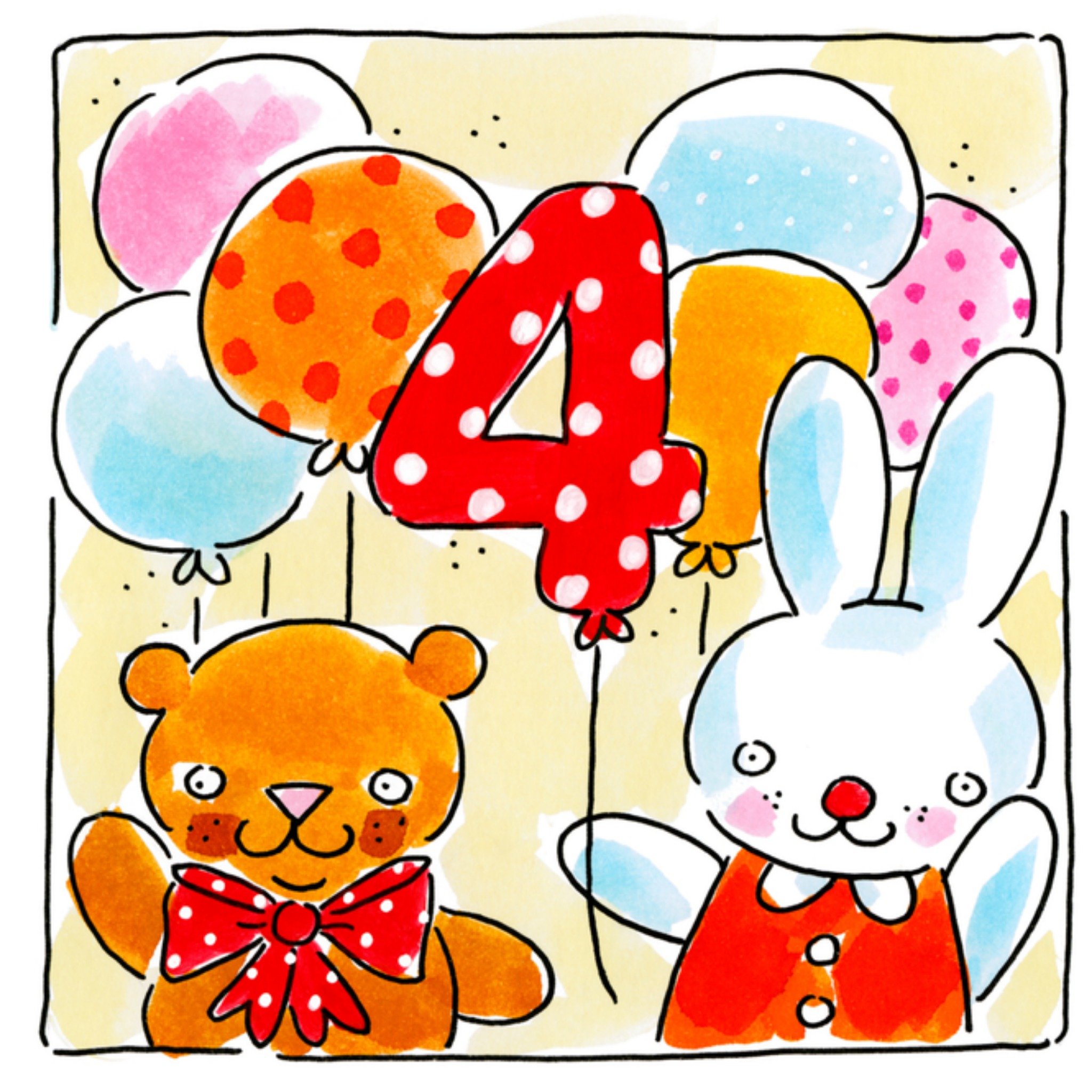 Verjaardagskaart 4 jaar Vierkante Kaart Blond Amsterdam