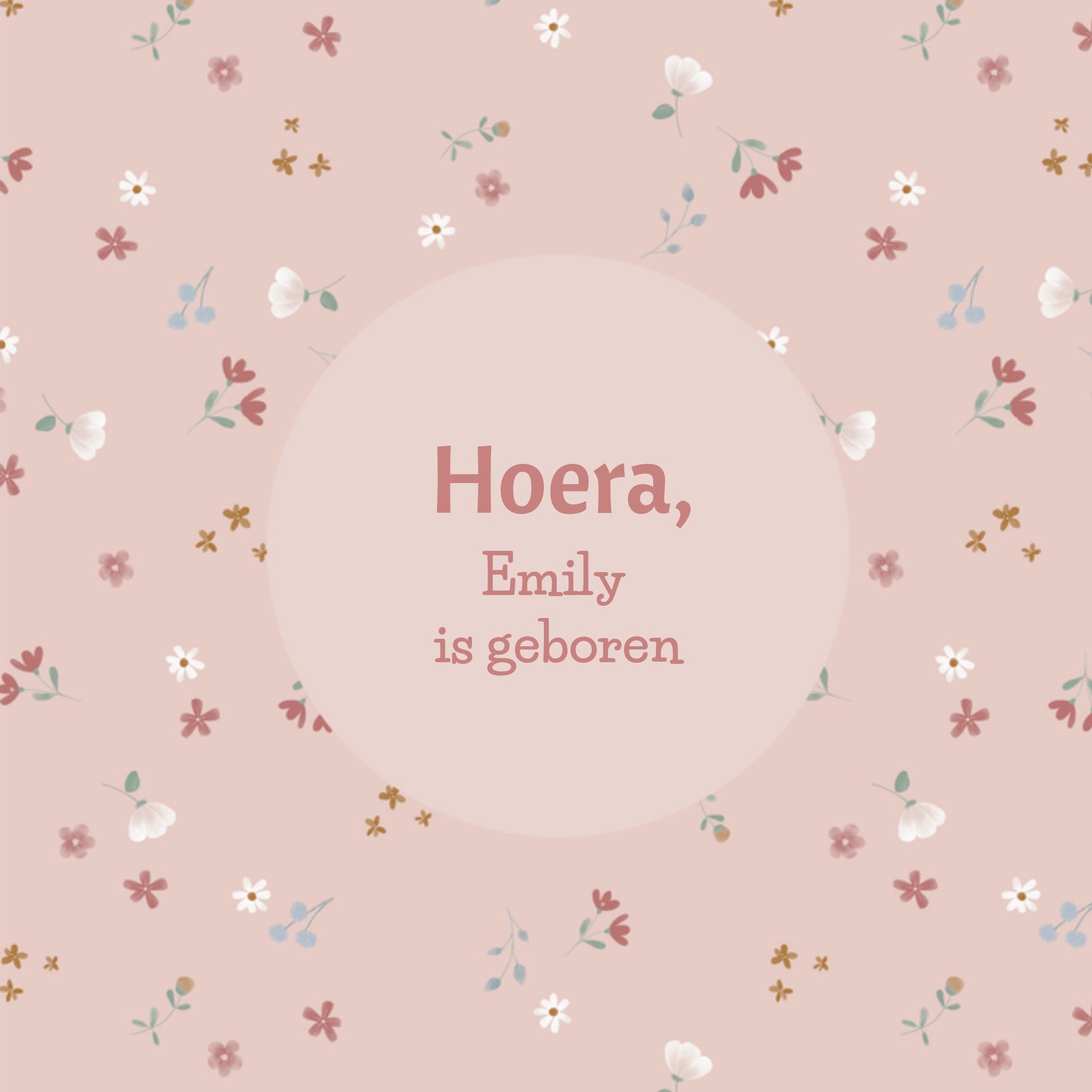 Geboortekaart Roze Vierkante Kaart Little Dutch