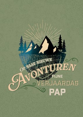 TMS Op Naar Nieuwe Avonturen Geïllustreerd Berglandschap Pap Verjaardagskaart
