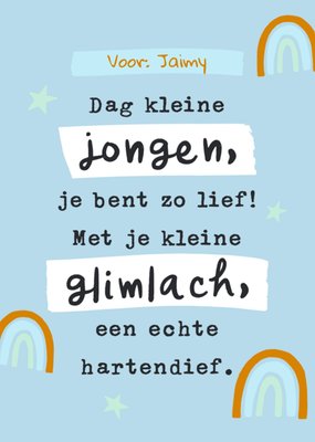 Greetz | Geboortekaart | Regenboog | Kleine jongen