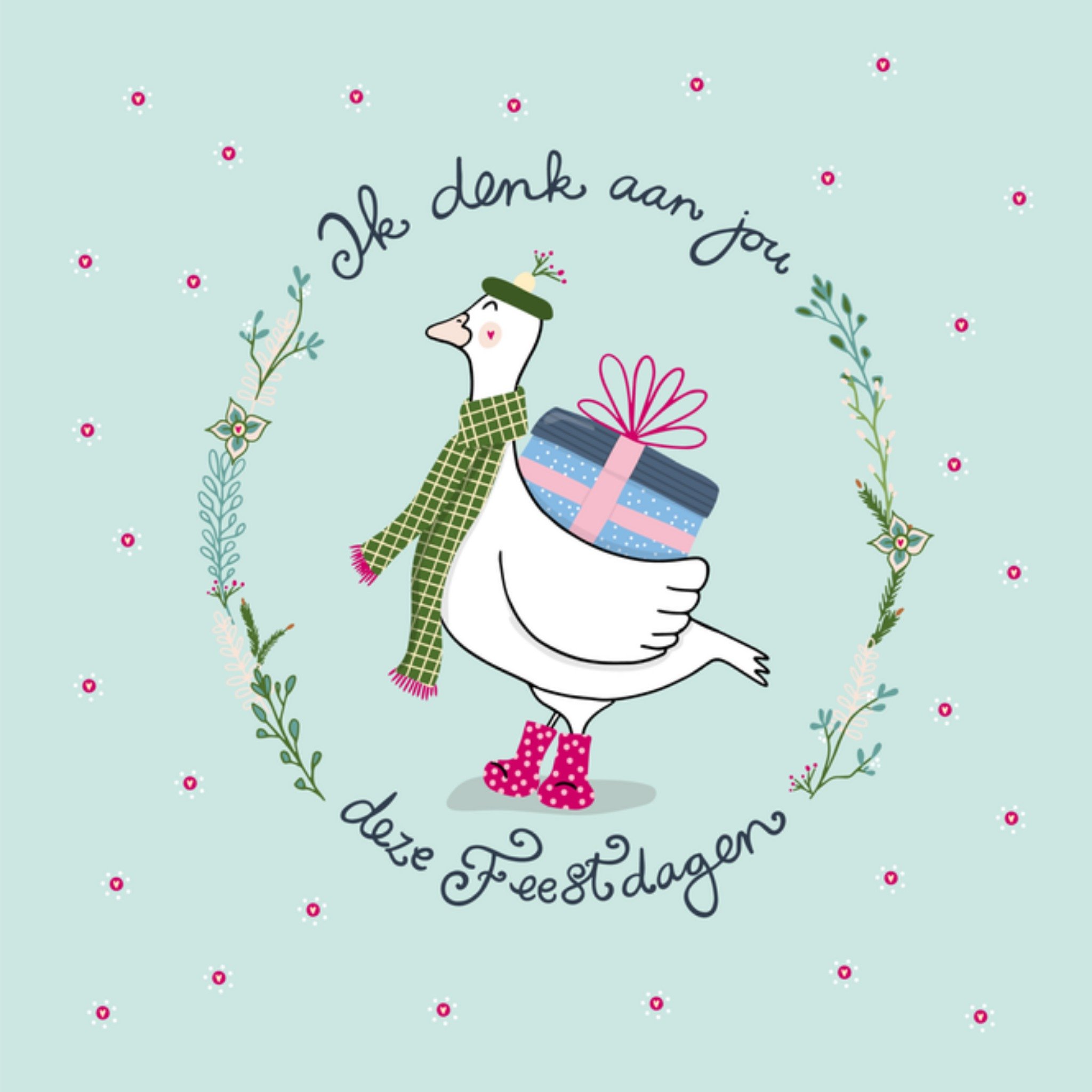 Funny Side Up Kerstkaart Denken aan Vierkant