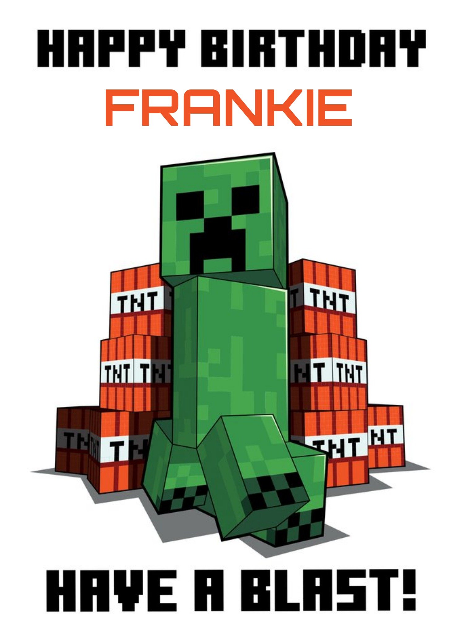 Verjaardagskaart Have a blast Met naam Kaart Minecraft