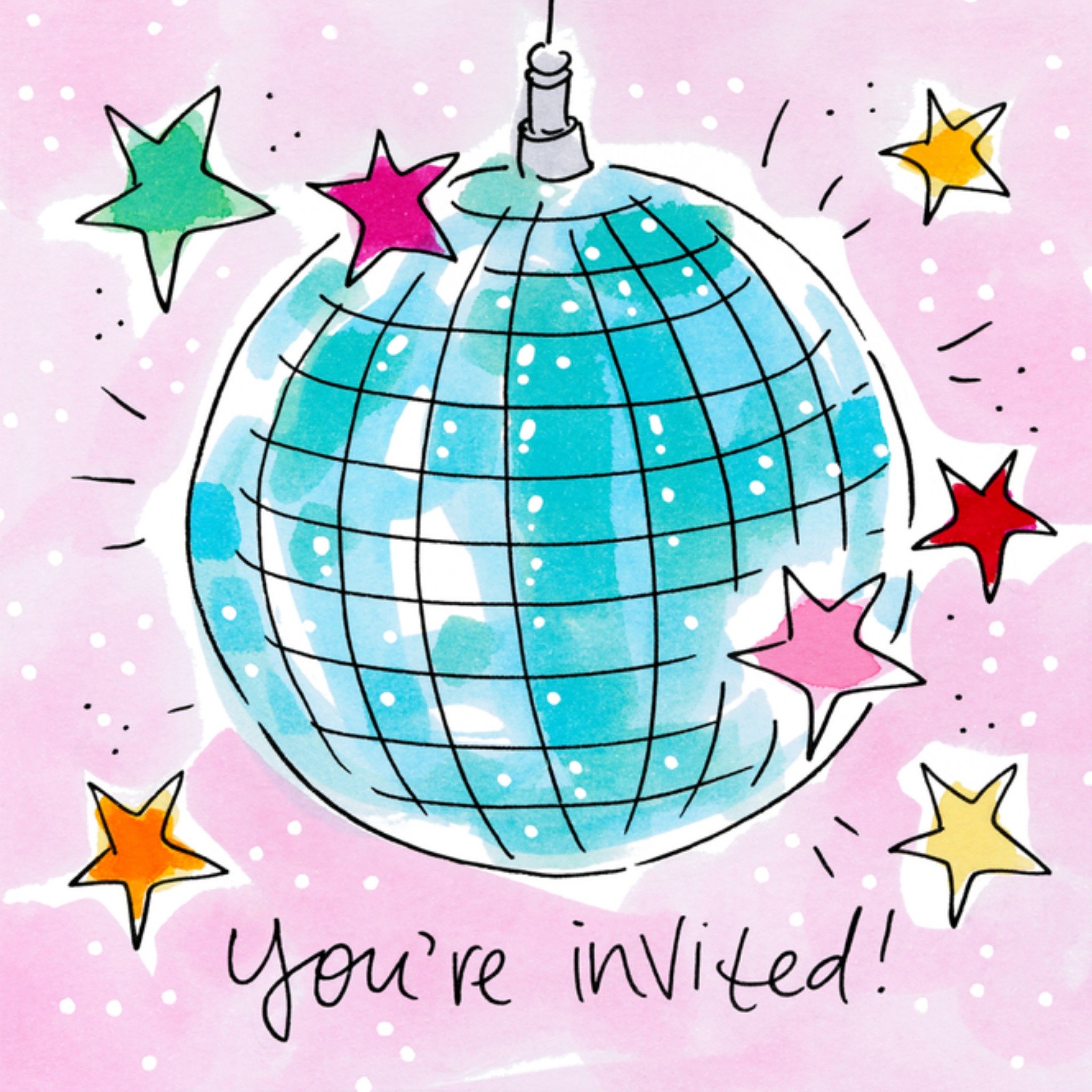 Uitnodiging verjaardag disco Vierkante Kaart Blond Amsterdam