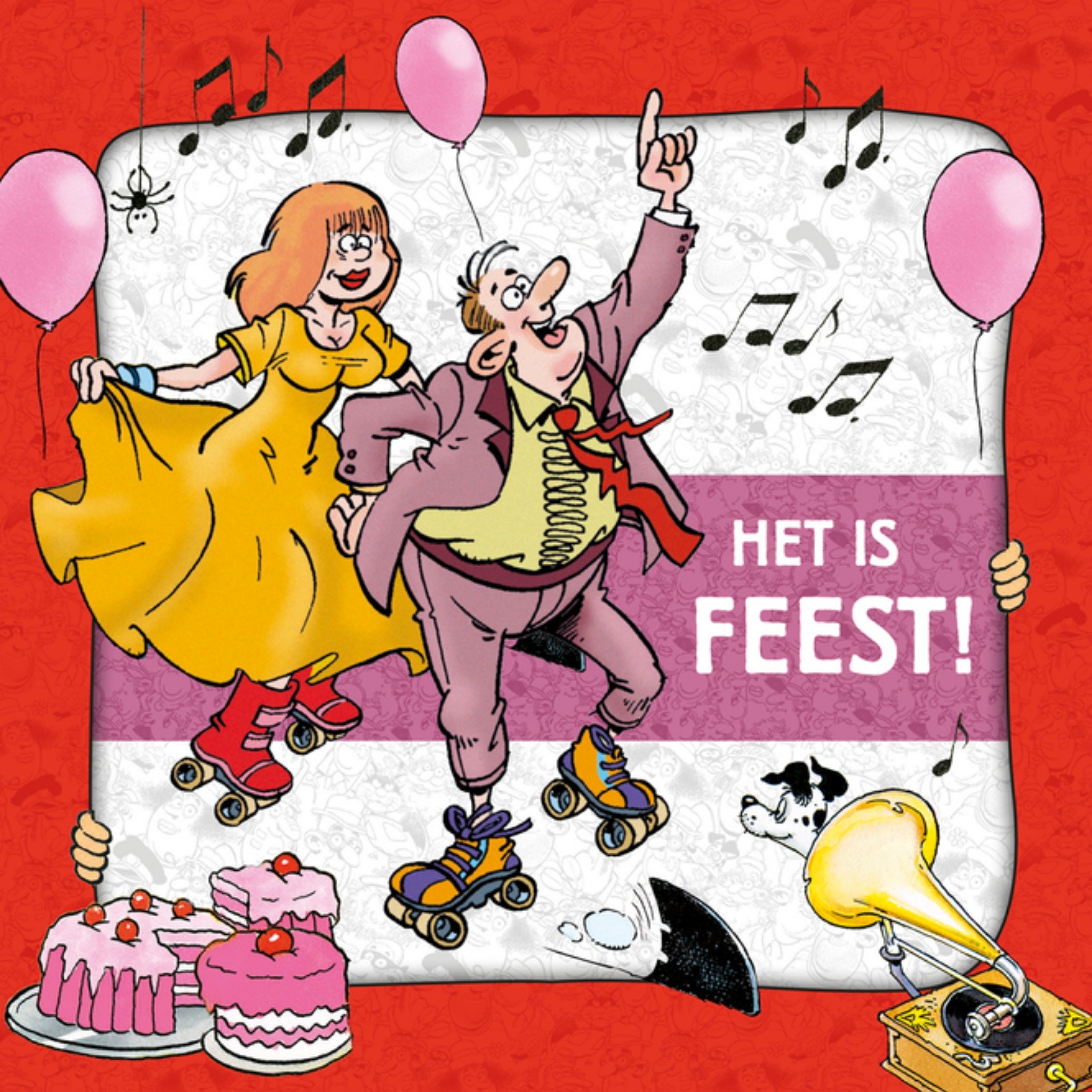 Verjaardagskaart Het is feest Vierkante Kaart Jan van Haasteren
