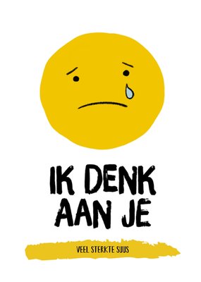 Ik Denk Aan Je Geïllustreerd Verdrietig Gezicht Sterkte Kaart