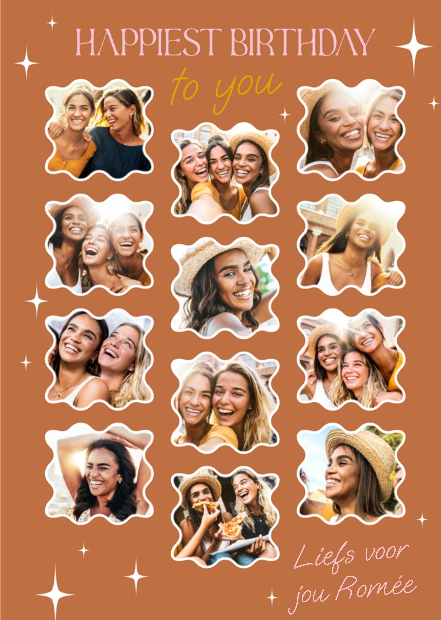 Verjaardagskaart Met fotos en naam Happiest birthday to you Greetz