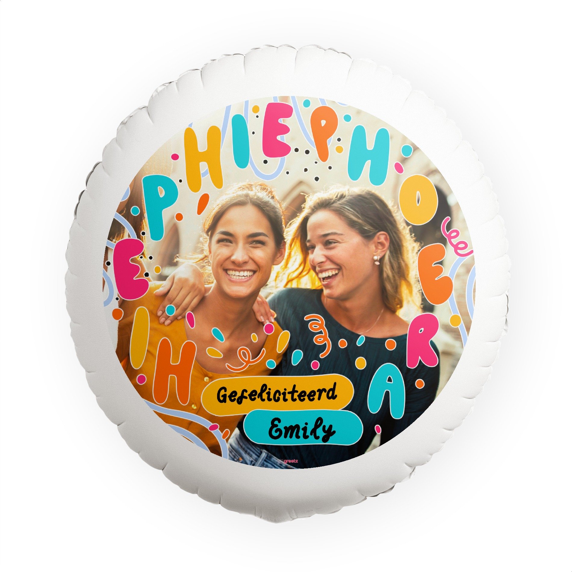 Ballon Hiep Hiep Hoera met eigen foto Greetz