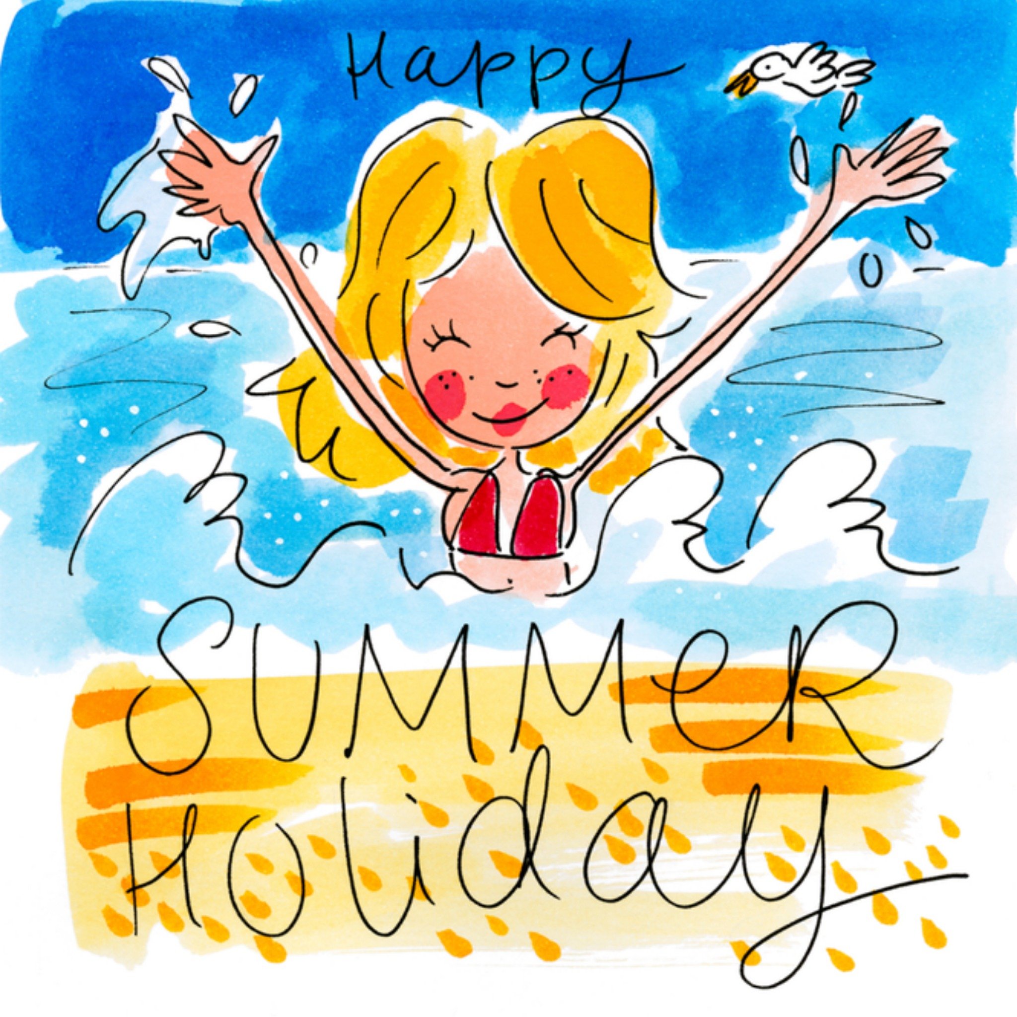 Vakantiekaart Zee Strand Vierkante Kaart Blond Amsterdam