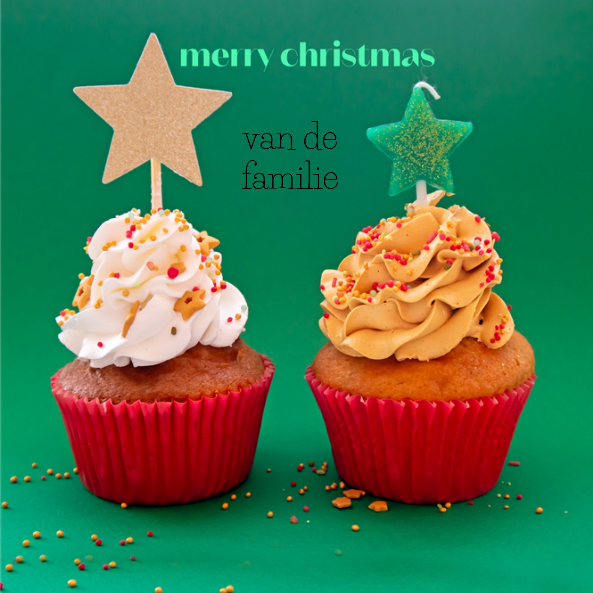 Kerstkaart Cupcake Merry christmas Photoflash