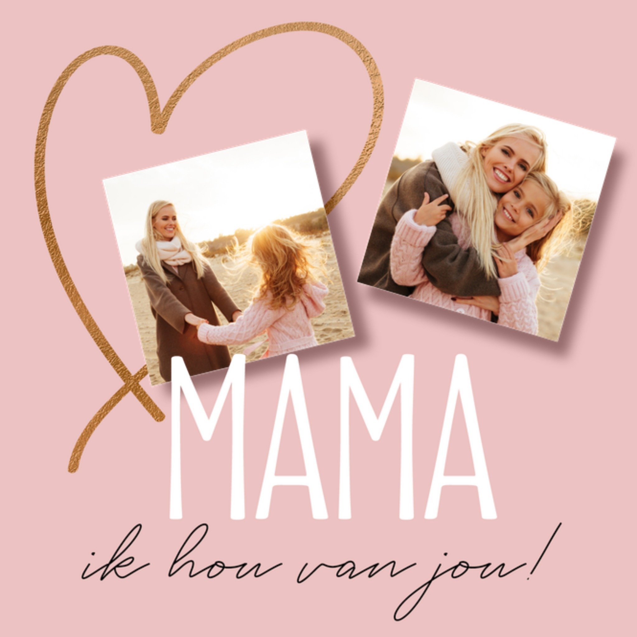 Moederdag kaart met fotos en hart Vierkante Kaart Luckz