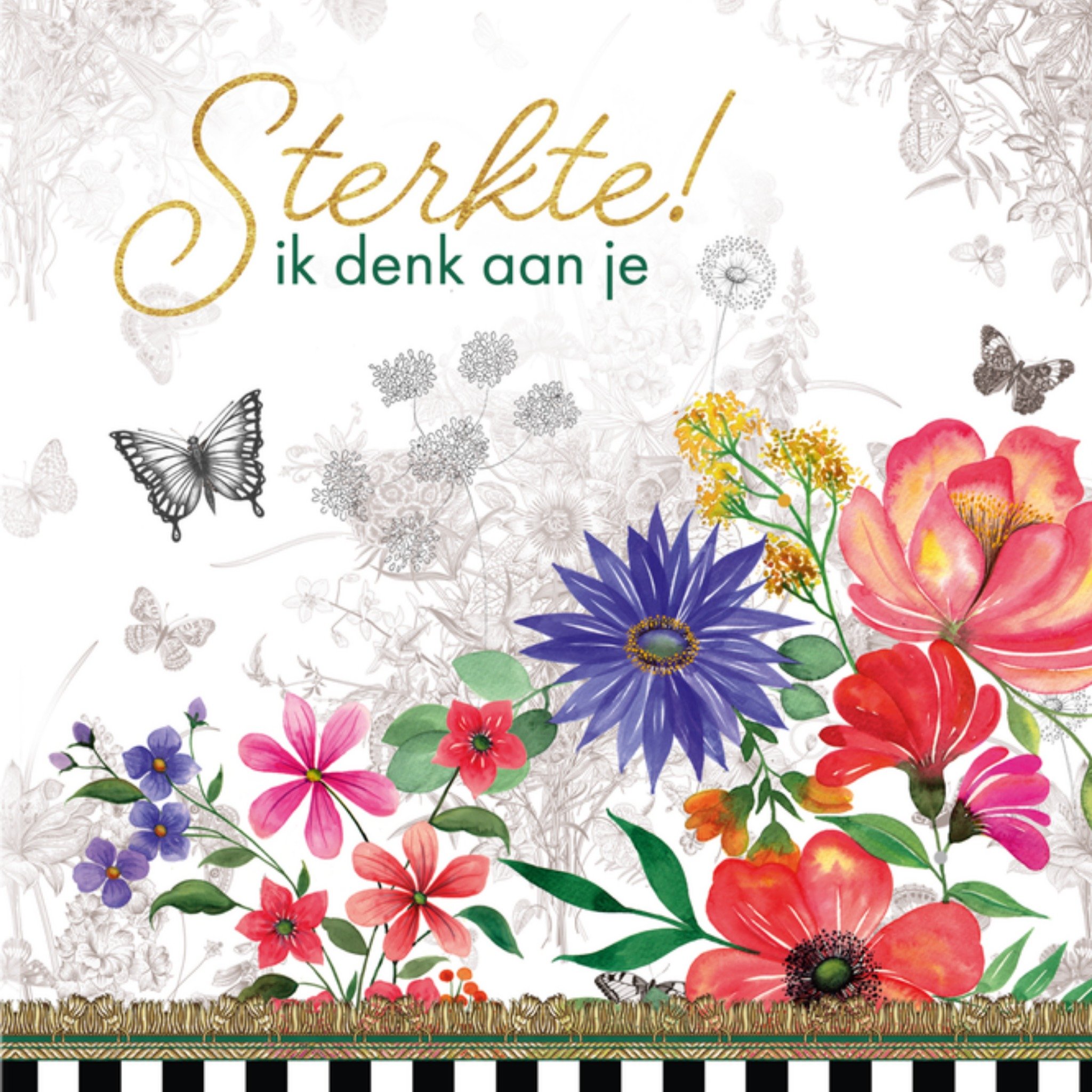 Condoleancekaart Sterkte Bloemen Vierkante Kaart Melli Mello