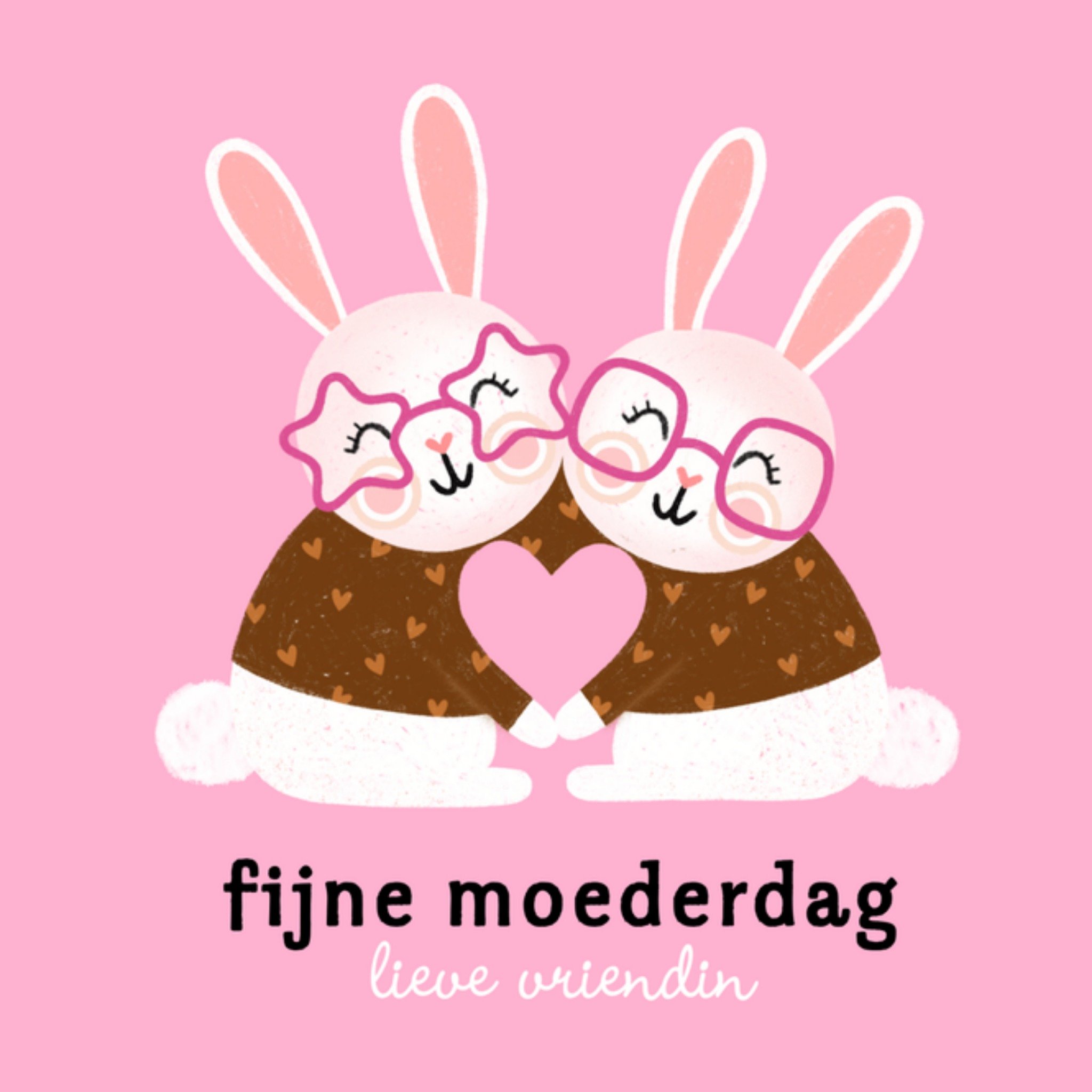 Moederdagkaart Konijn Vierkante Kaart Marieke Witke