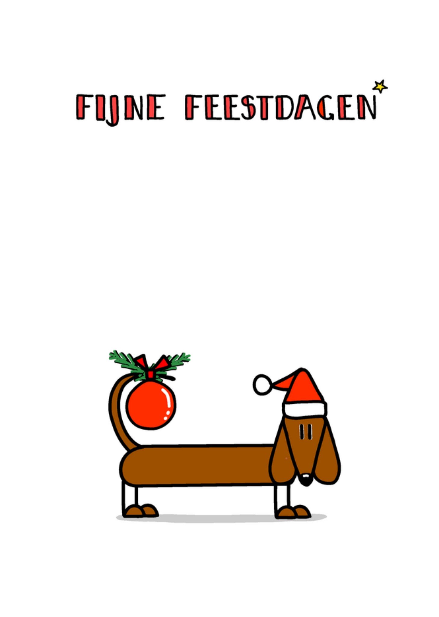 Kerstkaart Teckel YH Tekent