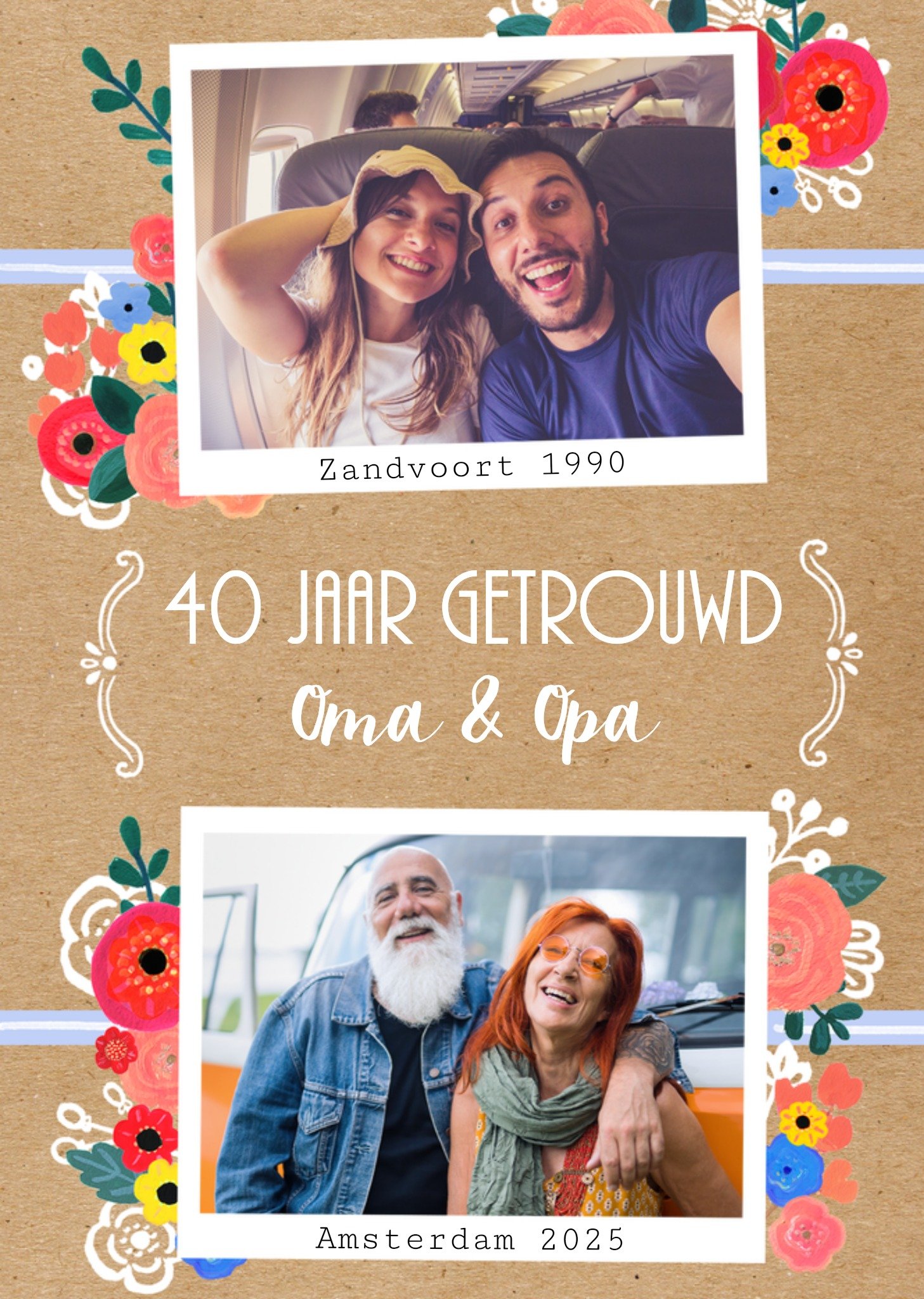 Jubileum kaart 40 Jaar Toen en nu Oma en Opa Greetz