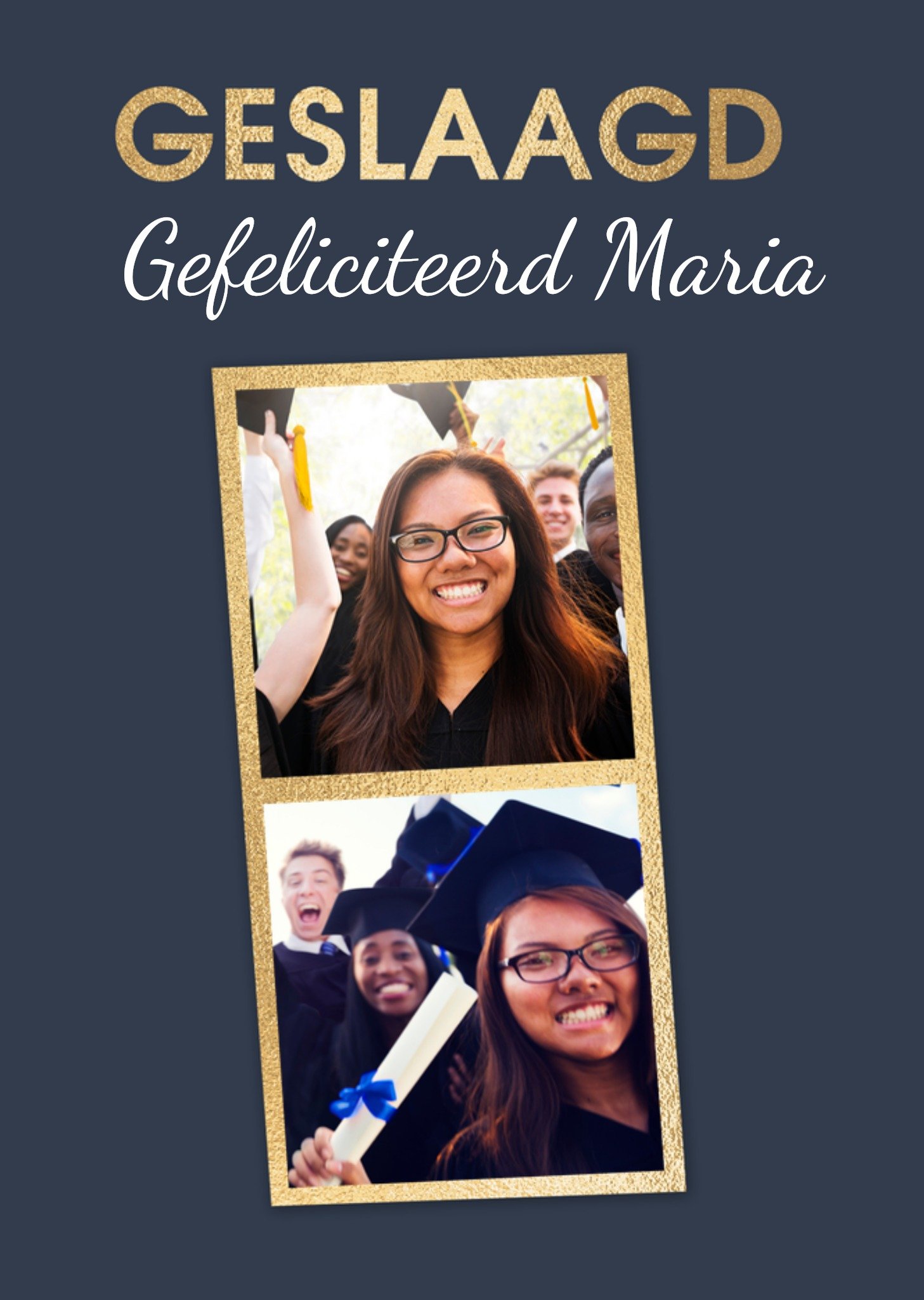 Geslaagdkaart Gefeliciteerd Aanpasbare foto enn tekst Kaart Greetz