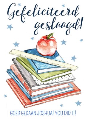 Geïllustreerd Aquarel Boeken Geslaagd Kaart