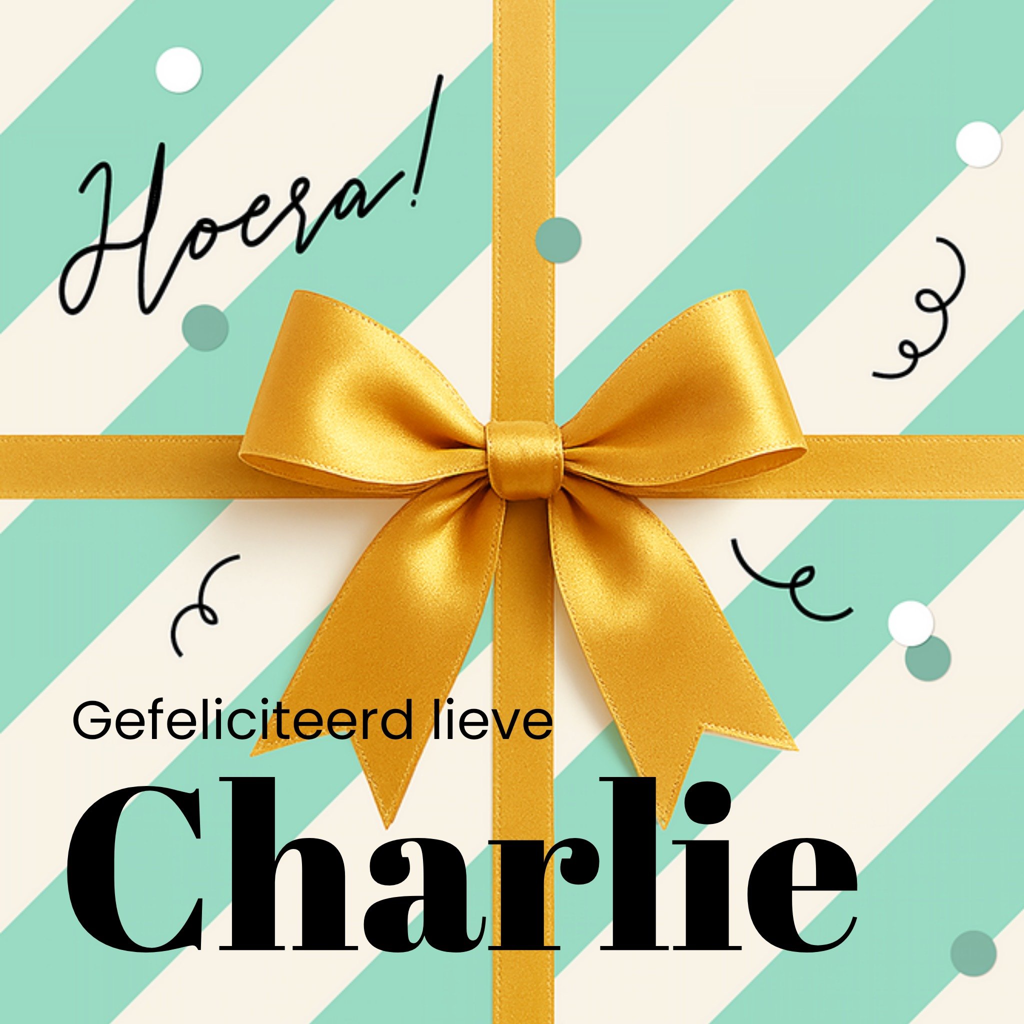 Verjaardagskaart Kadootje Hoera Gefeliciteerd Lieve Aanpasbare tekst Vierkante Kaart Luckz