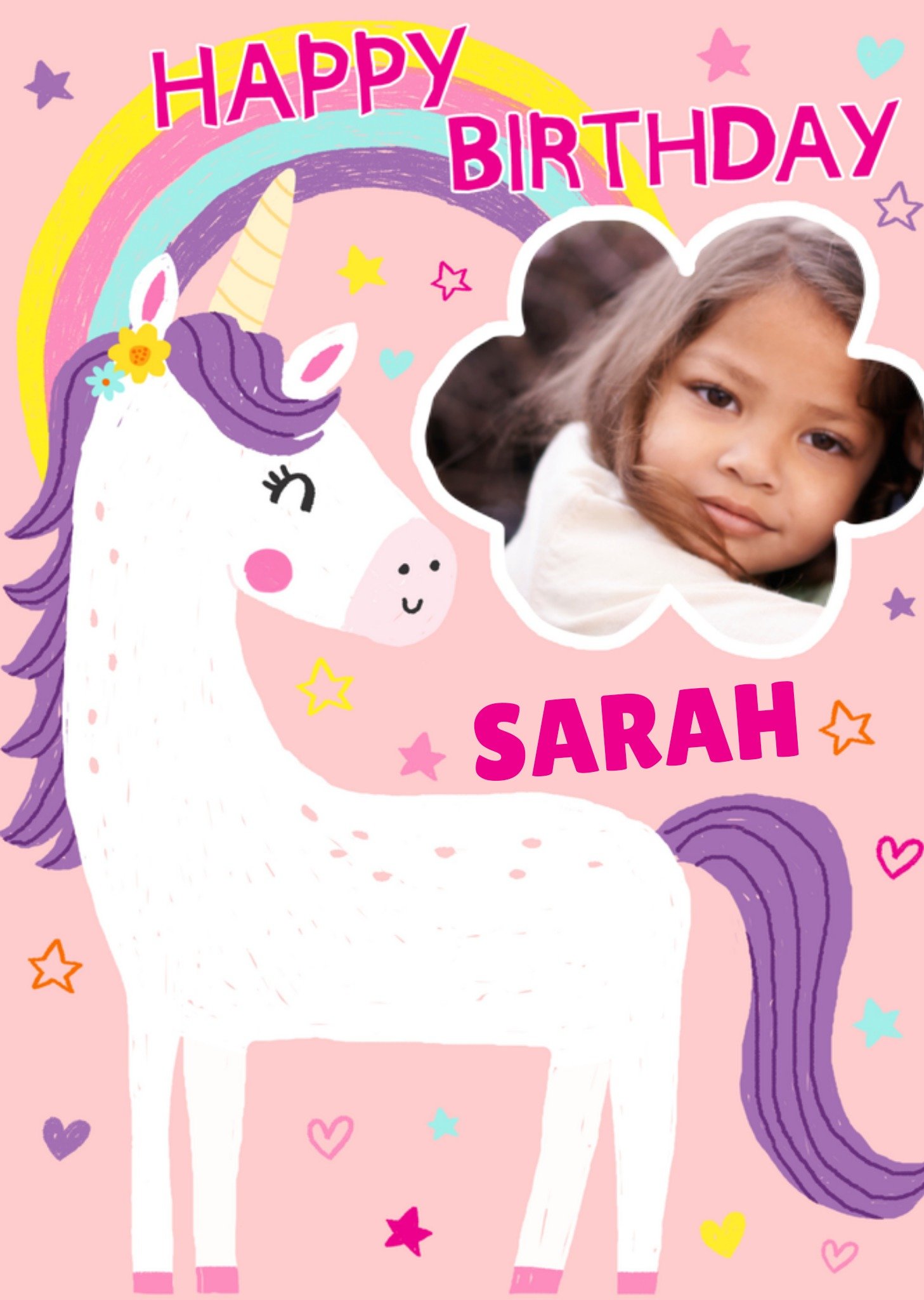 Verjaardagskaart unicorn met naam Kaart Greetz