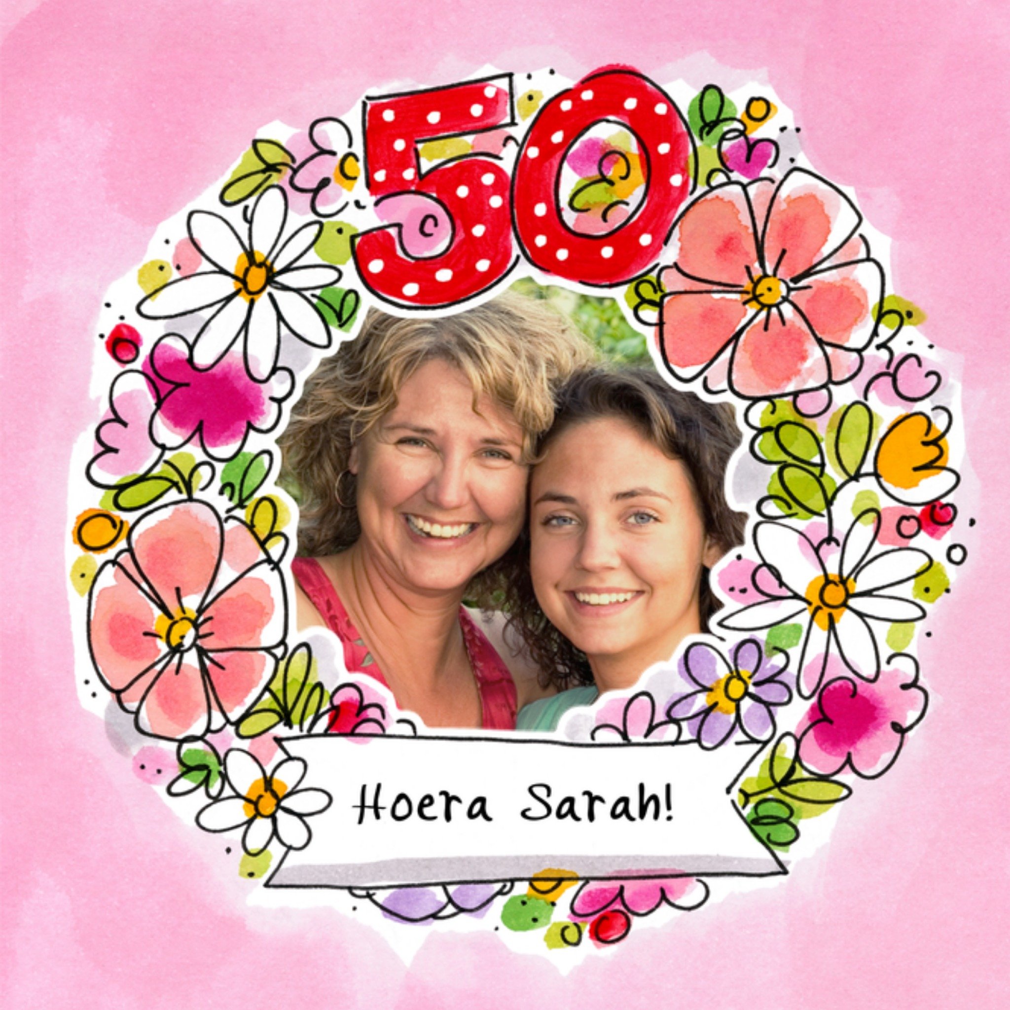 Verjaardagskaart 50 foto Vierkante Kaart Blond Amsterdam