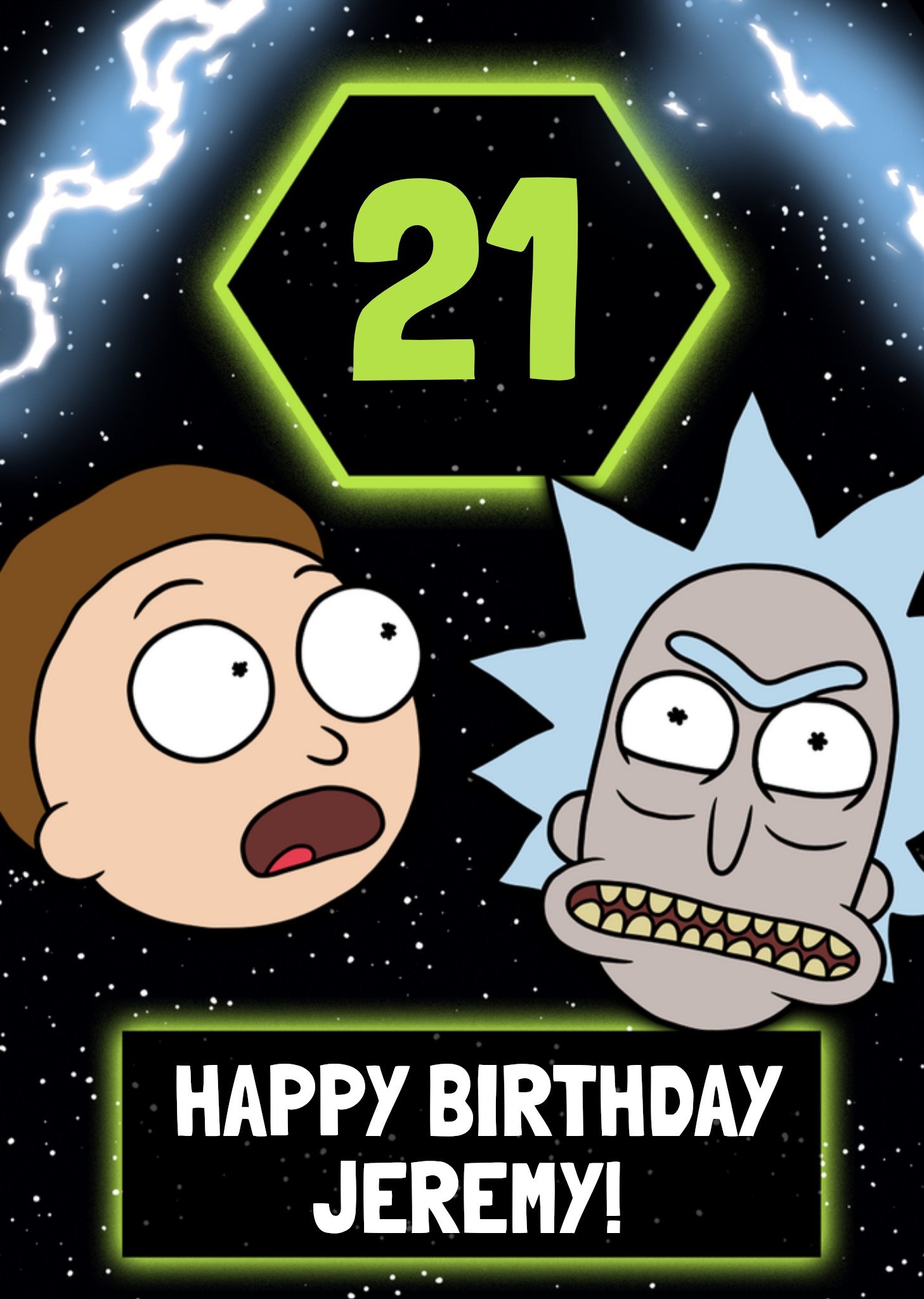 Verjaardagskaart 21 Kaart Rick and Morty