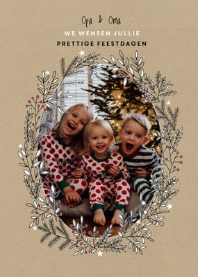 Geïllustreerde Krans Foto Upload Opa En Oma Feestdagen Kaart