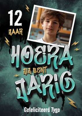 Graffiti Typografisch Foto Upload 12e Verjaardag Kaart