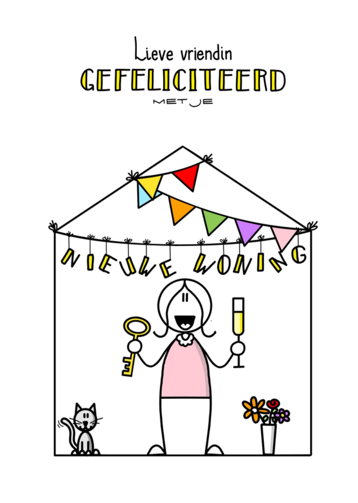 Nieuwe woning kaart Lieve vriendin Kaart YH Tekent