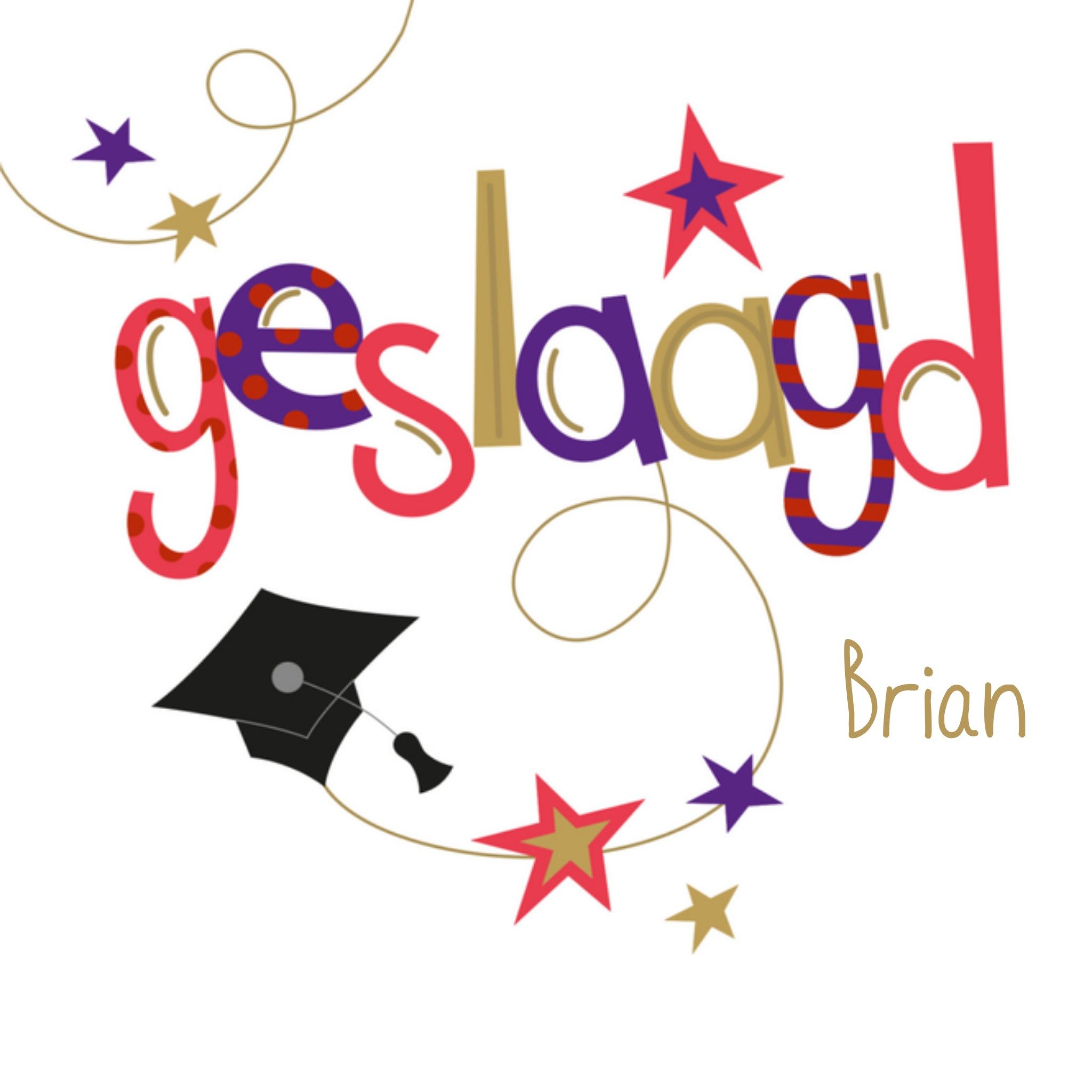 Geslaagd kaart met naam Vierkante Kaart Ling Design