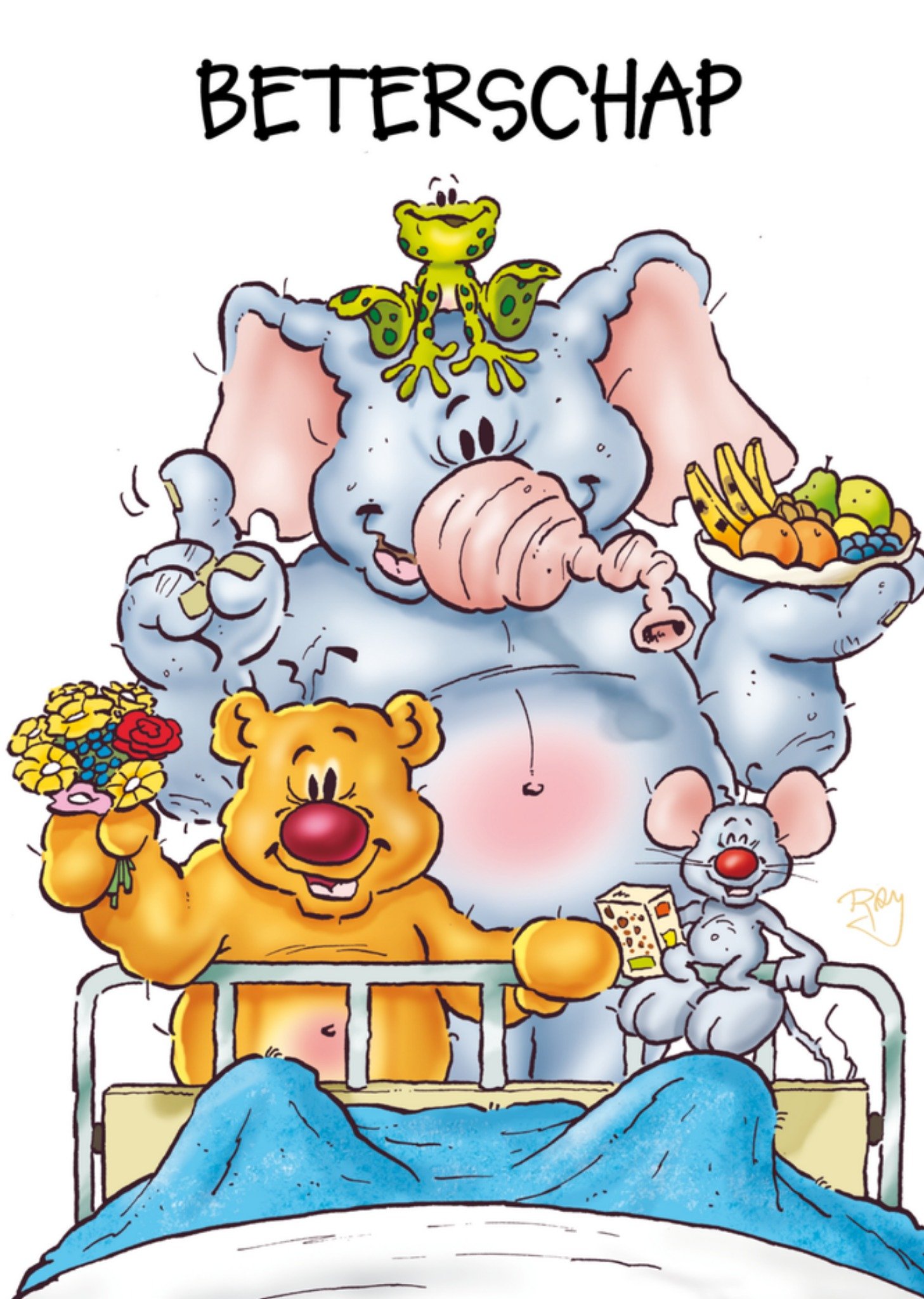 Beterschapskaart Ziekenhuisbed Kaart Doodles