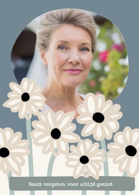 Nooit Vergeten Voor Altijd Gemist Geïllustreerde Bloemen Foto Upload Condoleance Kaart