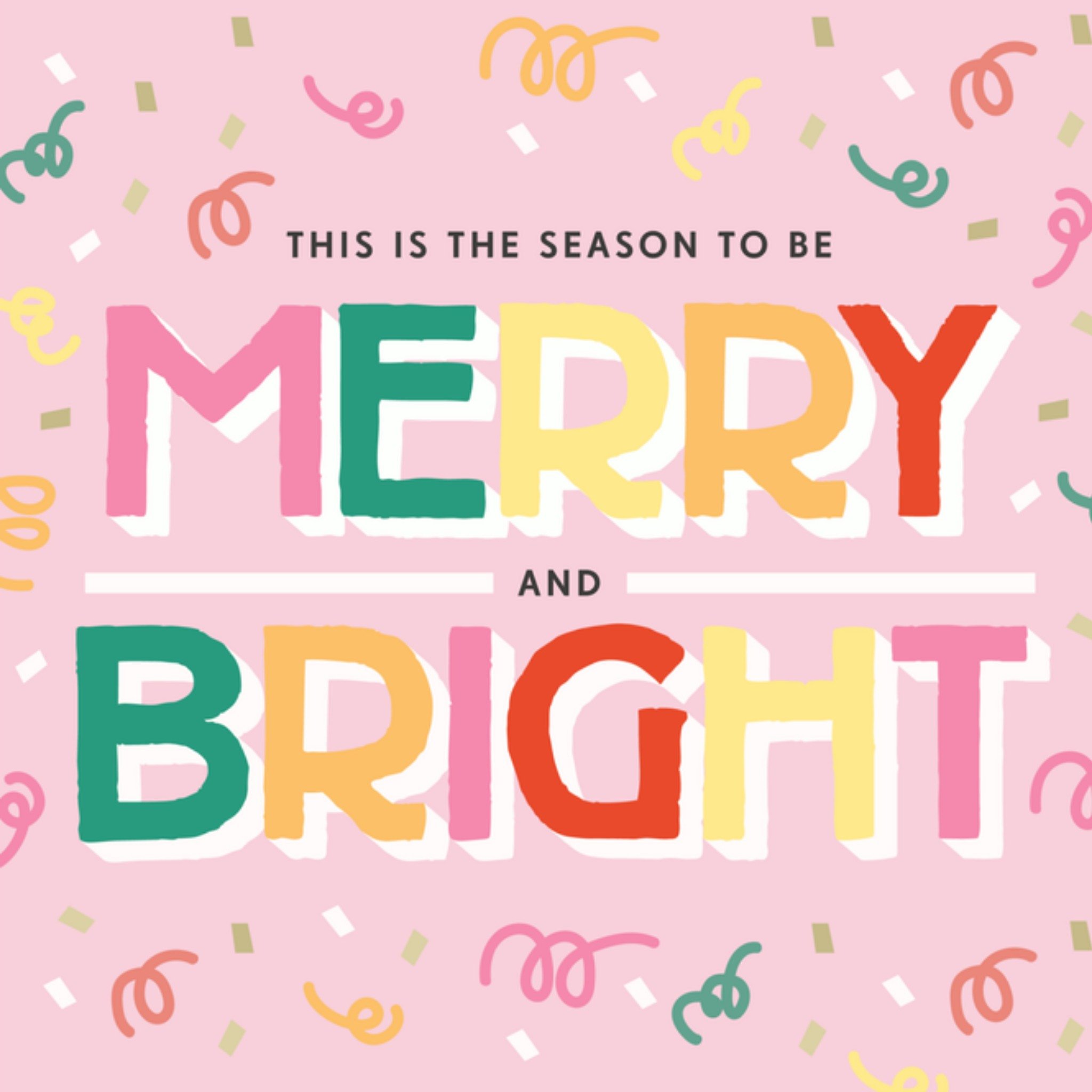 Greetz Kerstkaart merry and bright Vierkant