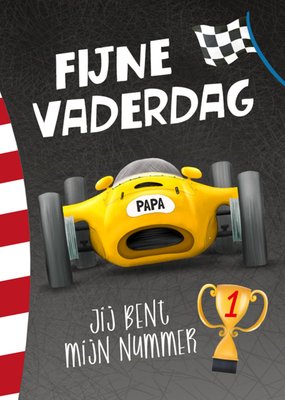 Fishuals (Patricia Hooning) | Vaderdagkaart | Jij Bent Mijn Nummer 1 | Geïllustreerde Raceauto Papa | Aanpasbare tekst