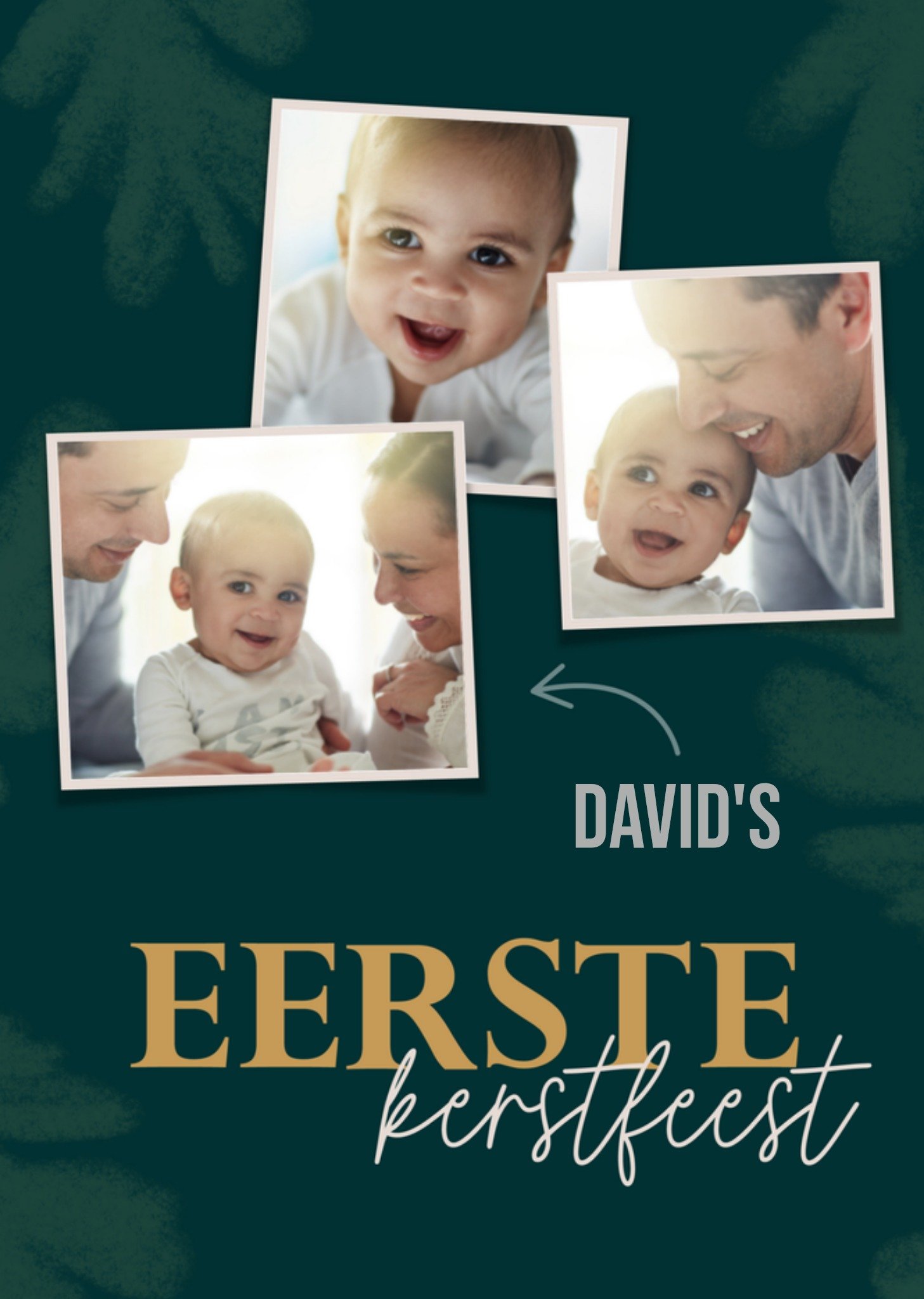 Kerstkaart eerste kerstfeest met naam Greetz