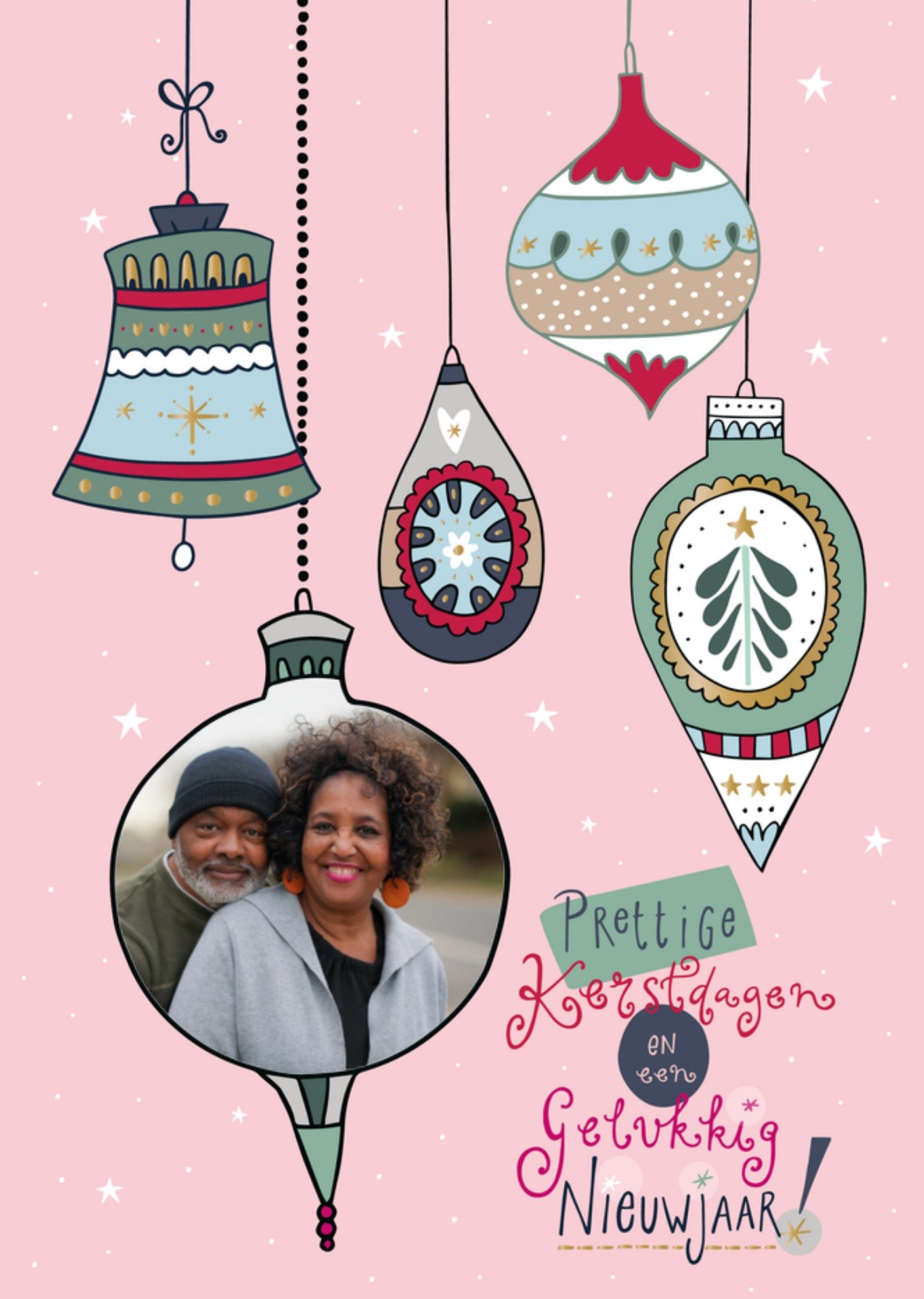 Kerstkaart Met foto Kerstballen Funny Side Up