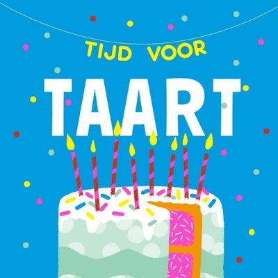 Tijd Voor Taart Typografisch Geïllustreerd Verjaardag Kaart