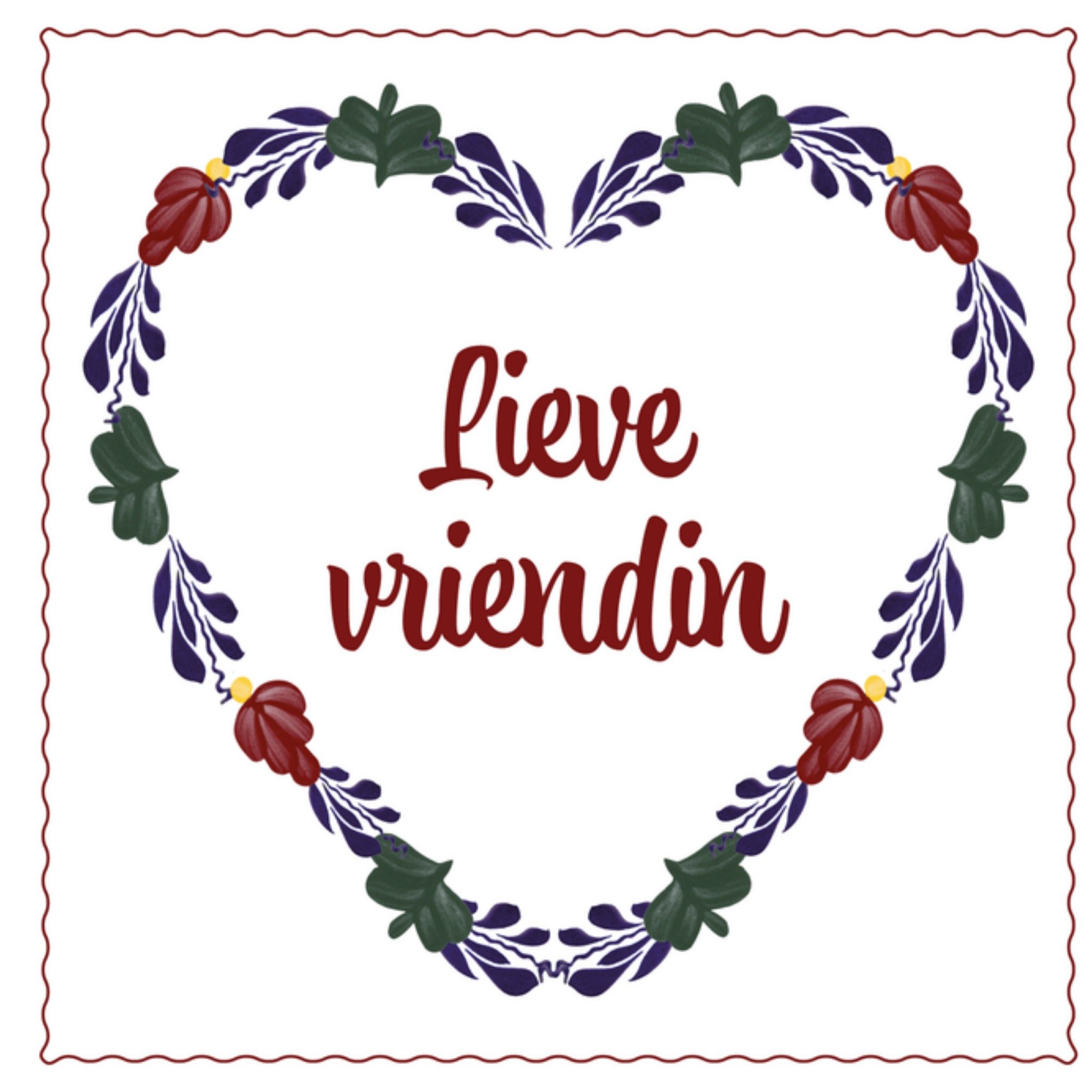 Vriendschapskaart Hart Vierkante Kaart Boerenbont