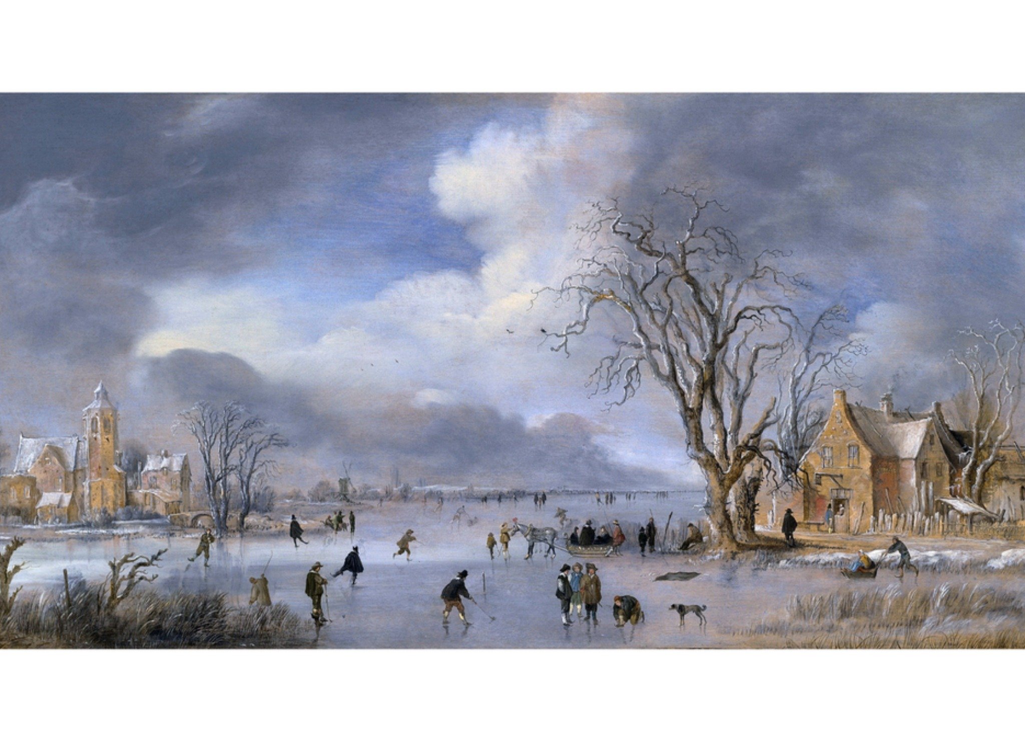 Kunstkaart schaatsers Kaart Klaas de Jong