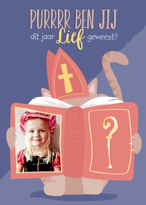 Purrrr Ben Jij Dit Jaar Lief Geweest Geïllustreerde Kat Foto Upload Sinterklaas Kaart