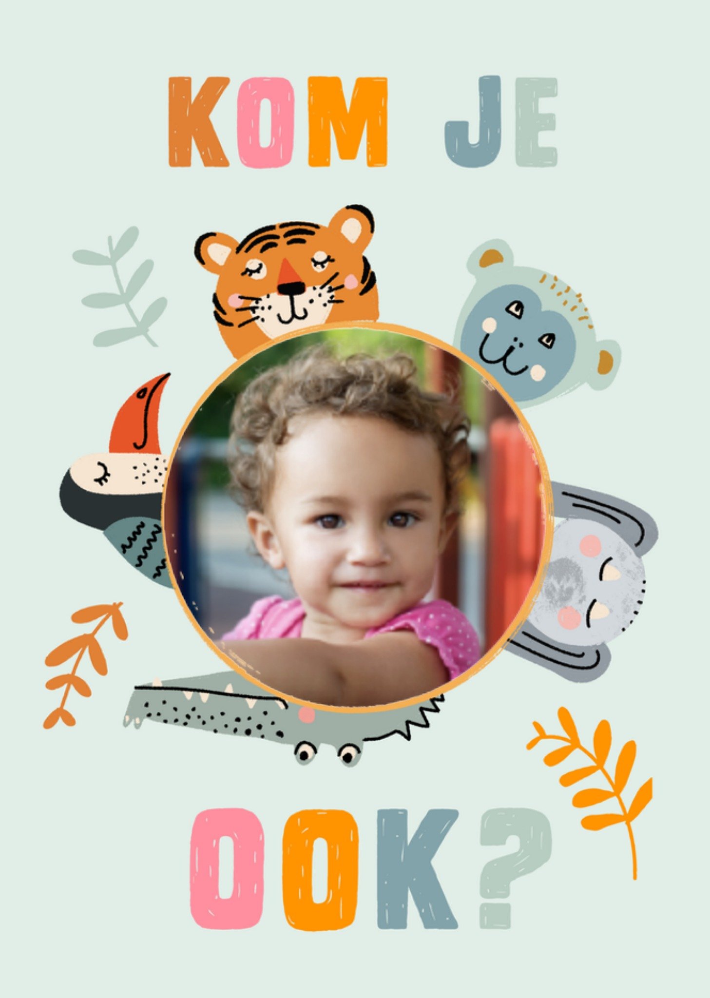 Kinderfeest Tijger Aap Kaart Greetz