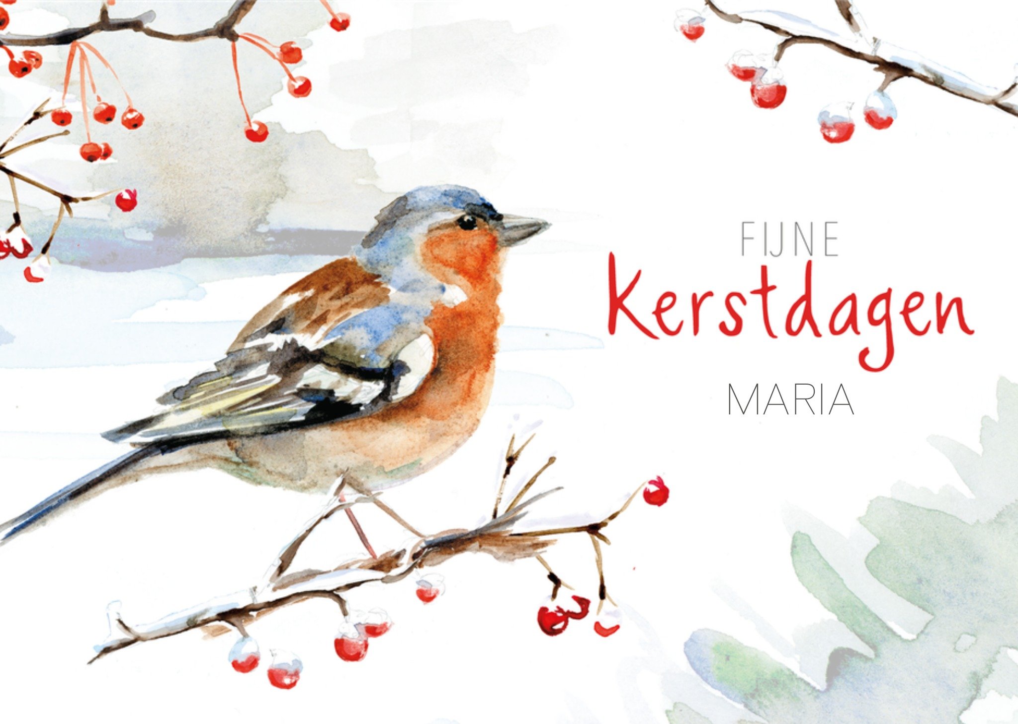 Michelle Dujardin Kerstkaart Vogel Fijne kerstdagen Standard Card