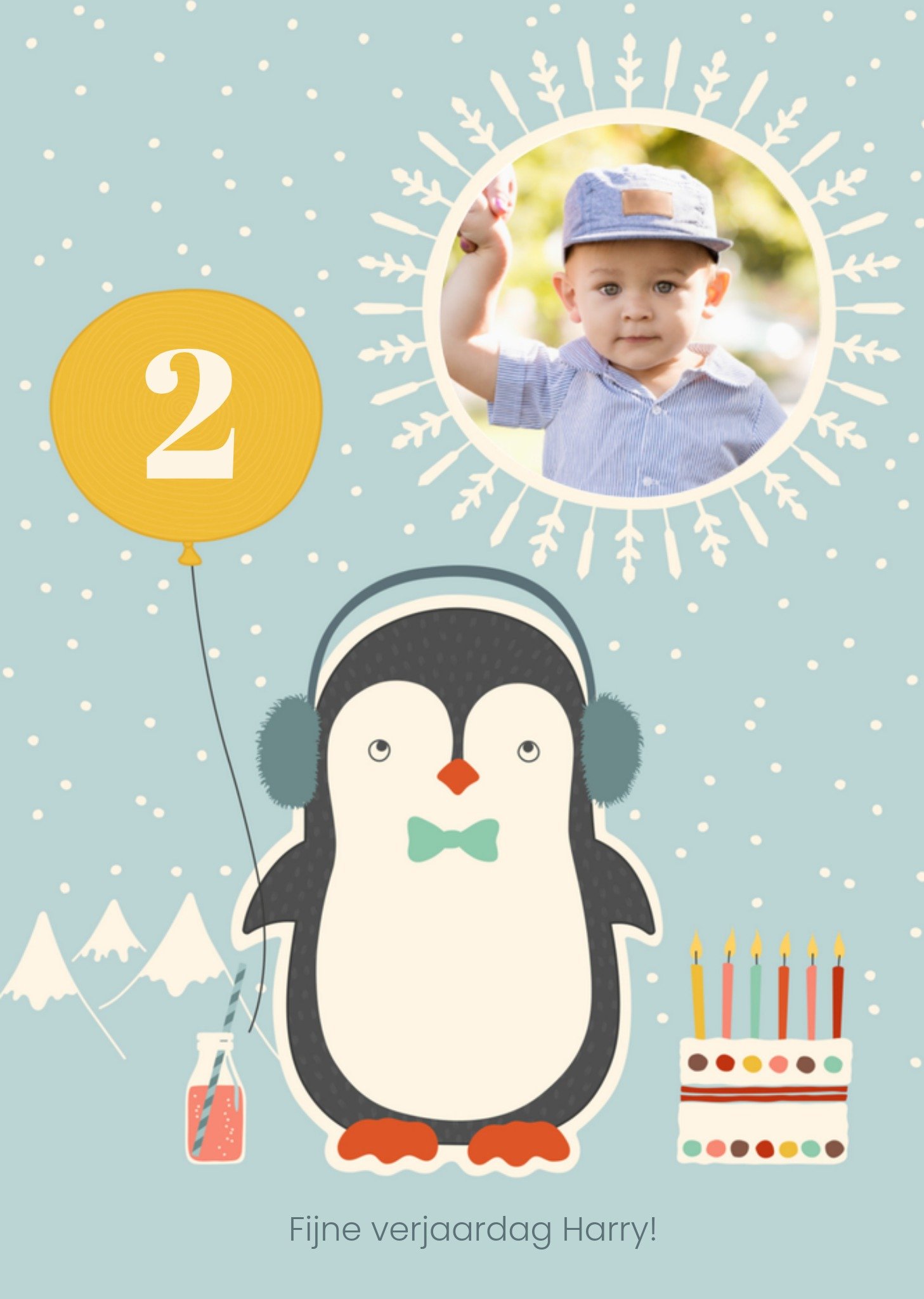 Verjaardag Pinguïn Naam Kaart Greetz