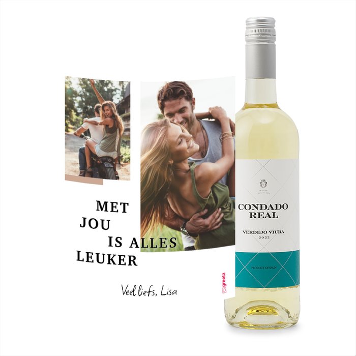 Condado Real | Verdejo - Viura | Love met eigen foto & tekst | 750 ml