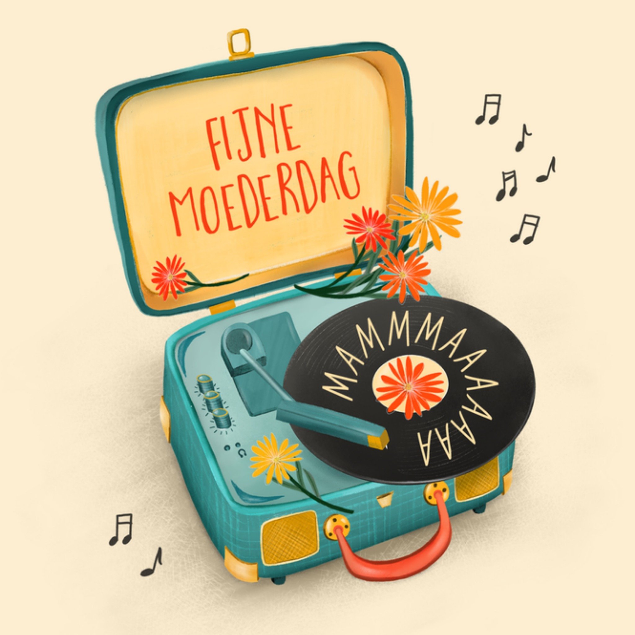 Moederdagkaart Platenspeler Fishuals