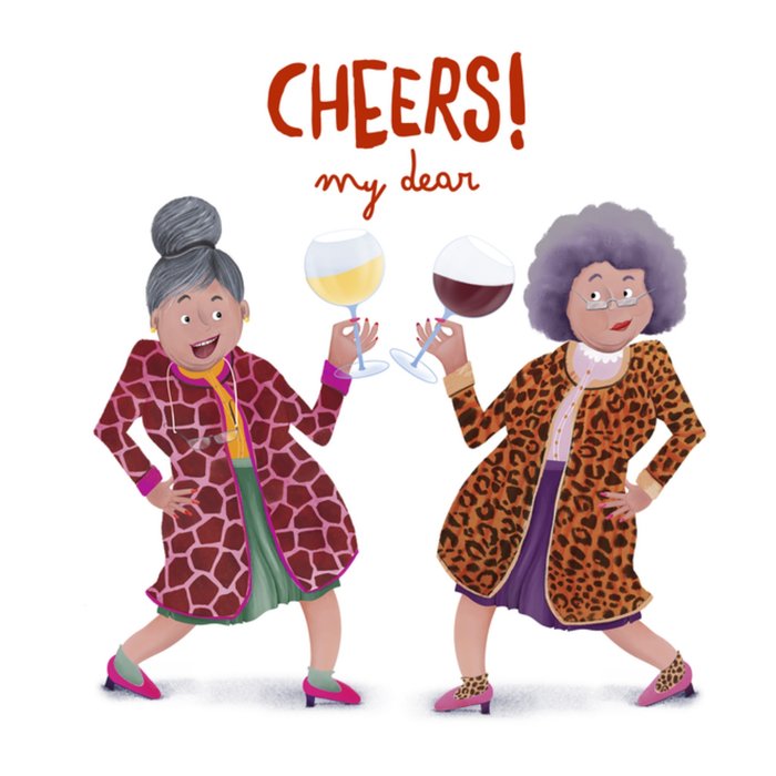 Patricia Hooning | Verjaardagskaart | Cheers my dear | Wijn