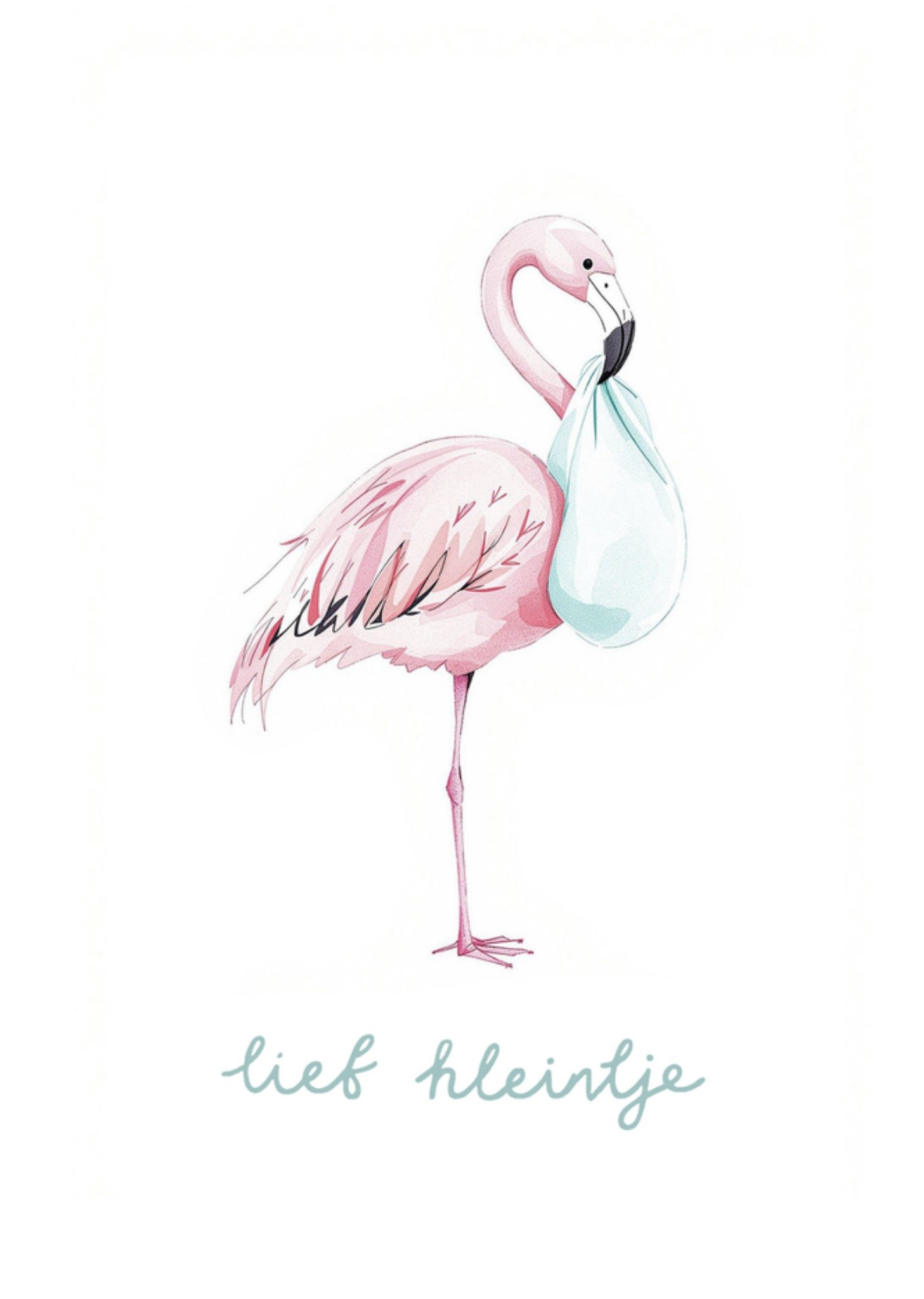 Greetz Geboortekaart Lief kleintje Geïllustreerde flamingo Standard Card