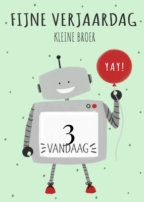 Geïllustreerde Robot Kleine Broer 3e Verjaardag Kaart